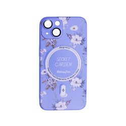 Capa Magnetic com Desenho De Flores para Apple iPhone 14 Verde Capa Magnetic com Desenho De Flores para Apple iPhone 14 Verde